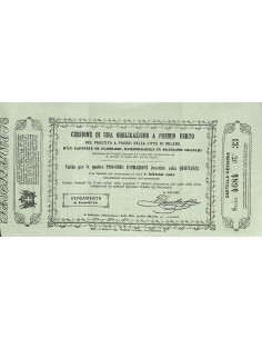 PRESTITO A PREMII CITTA' DI MILANO CESSIONE 1 OBB. A PREMIO VARIANTE 1 - MILANO - 1865