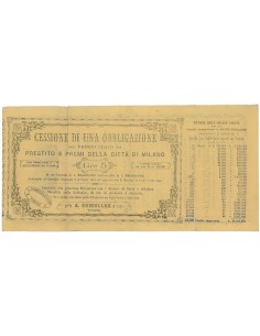 PRESTITO A PREMII CITTA' DI MILANO CESSIONE 1 OBB. PREMIO CERTO - TORINO - 1861