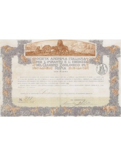 SOC` ANON. ITAL. PER L` IMPIANTO DEL GIARDINO ZOOLOGICO 5 AZIONI ROMA 1909
