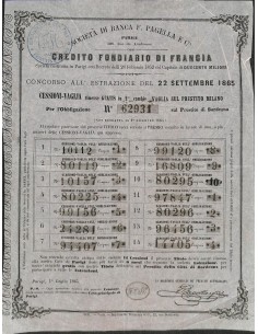F. PAGELLA CREDITO FONDIARIO DI FRANCIA CONCORSO ALL'ESTRAZIONE - PARIGI - 1865