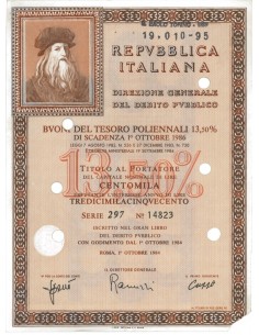 BTP POLIENNALI SERIE 297 LIRE 100000 ROMA 1984