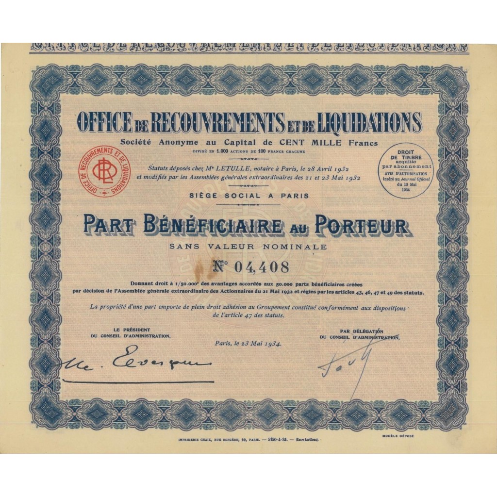 OFFICE DE RECOUVREMENTS ET DE LIQUIDATIONS - 1...