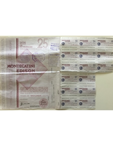 1967 - MONTECATINI EDISON - 25 AZIONI - MILANO