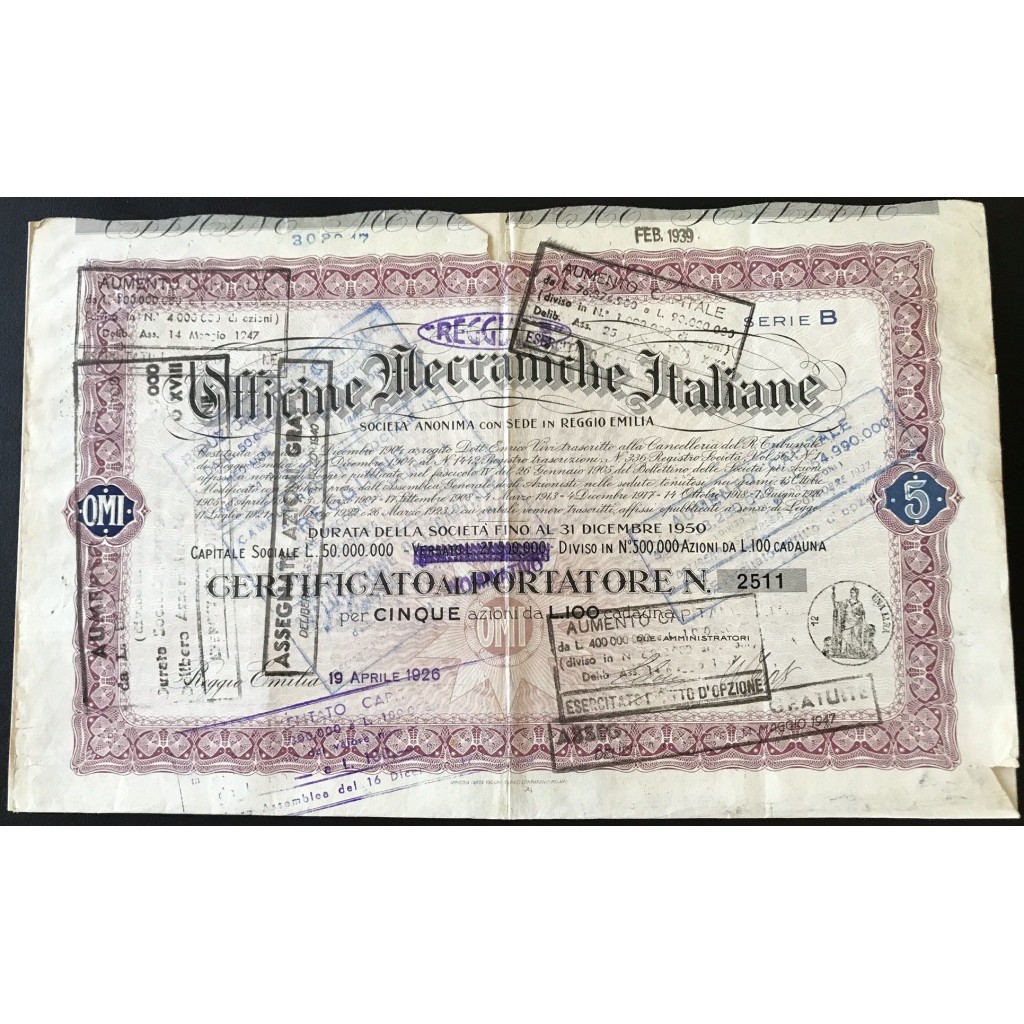 copy of REGGIANE OFF. MECC.ITALIANE - 10 AZIONI...