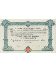 FABBRICA D`ARGENTERIA BROGGI - CERT. DI AZIONI MILANO 1966
