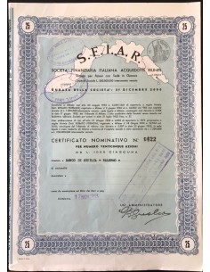 S.F.I.A.R. - 25 AZIONI DA 1000 LIRE - GENOVA 1953