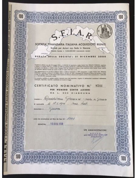 copy of ACQUEDOTTO DI CESANO E BINZAGO - 10 AZIONI - CESANO M. 1927