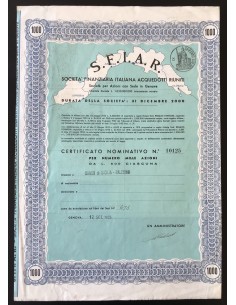 S.F.I.A.R. - 1000 AZIONI DA 500 LIRE - GENOVA 1955