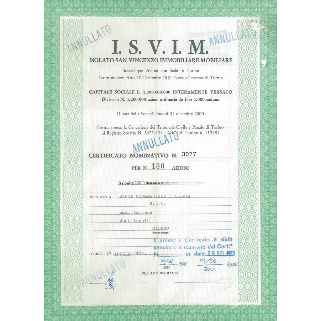 ISVIM - 100 AZIONI - TORINO 1974