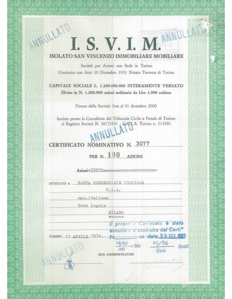 ISVIM - 100 AZIONI - TORINO 1974