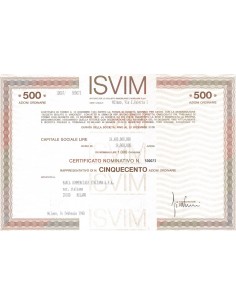 ISVIM - 500 AZIONI ORDINARIE MILANO 1990