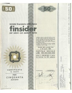 FINSIDER - CAP. SOC. 195.000.000.000 - 50 AZIONI ROMA 1968