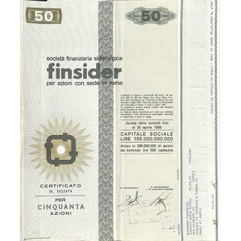 FINSIDER - CAP. SOC. 195.000.000.000 - 50 AZIONI ROMA 1968