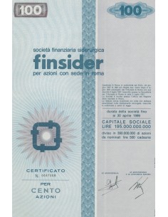 FINSIDER - CAP.SOC. 195.000.000.000 - 100 AZIONI ROMA 1968