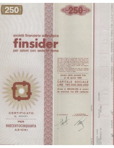 FINSIDER - CAP. SOC. 195.000.000.000 - 250 AZIONI ROMA 1968