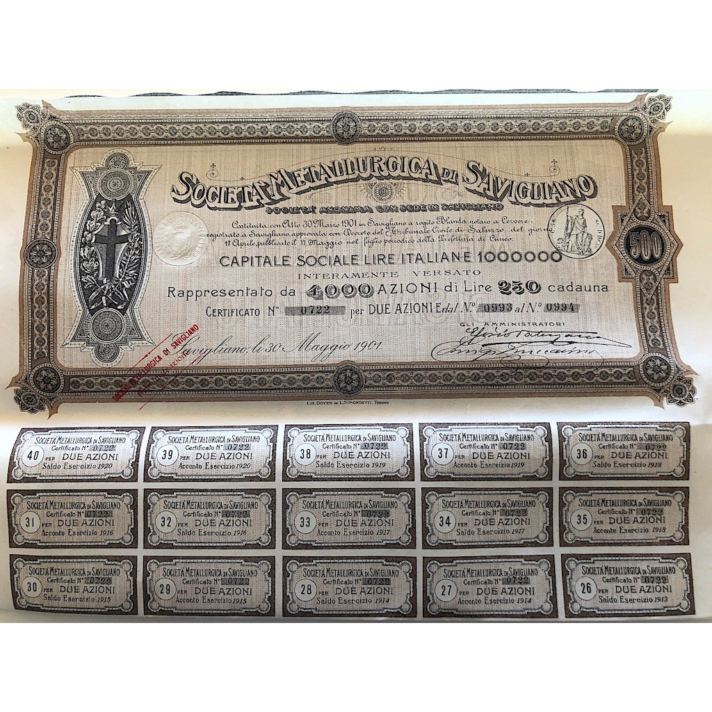 1901 - METALLURGICA DI SAVIGLIANO
