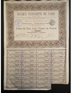 BANQUE D'ESCOMPTE DE PARIS - 1 AZIONE - 1892