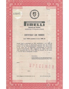 PIRELLI CERTIFICATO D'AZIONI MILANO 1960