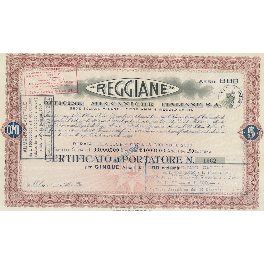 REGGIANE - 5 AZIONI MILANO 1945