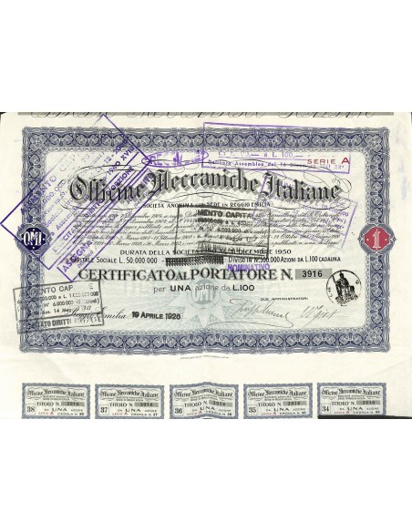 OFF. MECC.ITALIANE - 1 AZIONE REGGIO EMILIA 1926