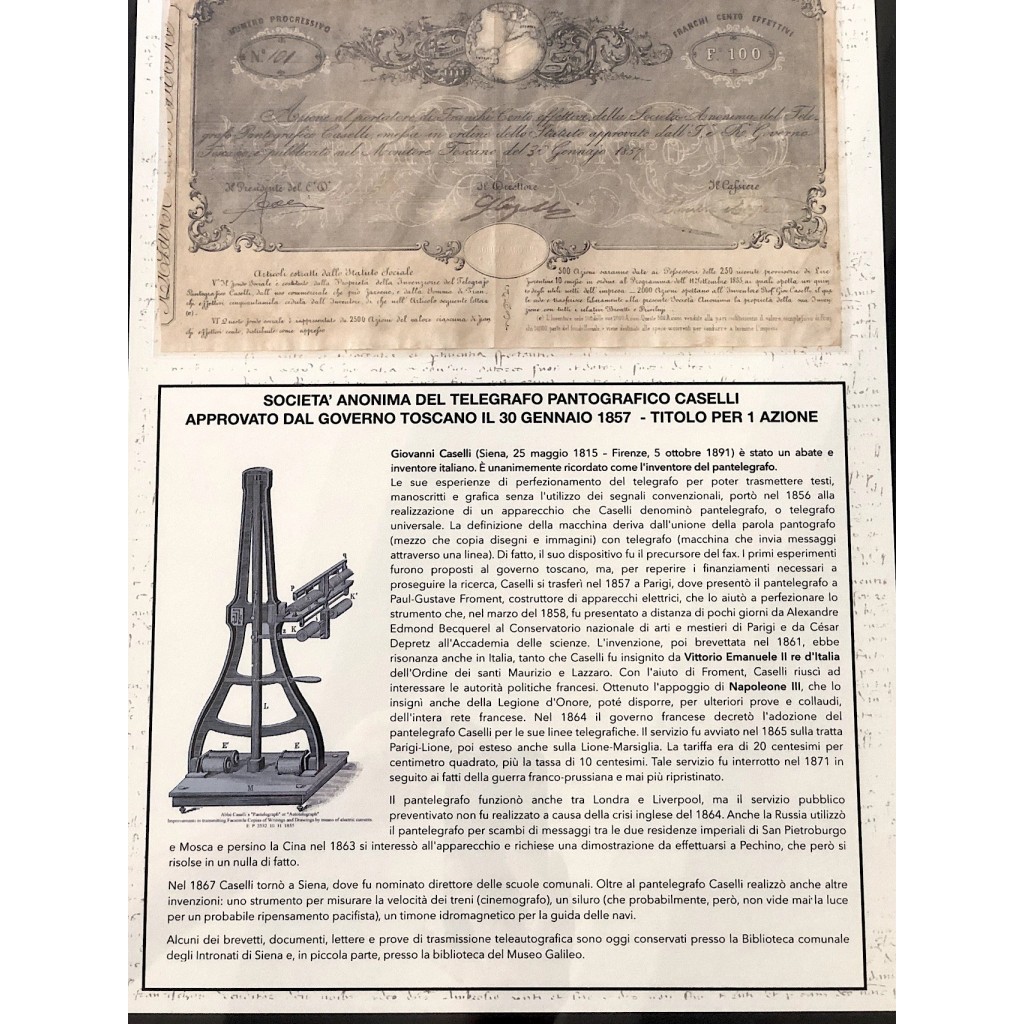 TELEGRAFO PANTOGRAFICO CASELLI S.A. - FIRENZE -...