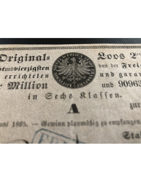 LOTTERIE SIEGEL DER FREIEN STADT FRANKFURT - SEIRE A - 1865