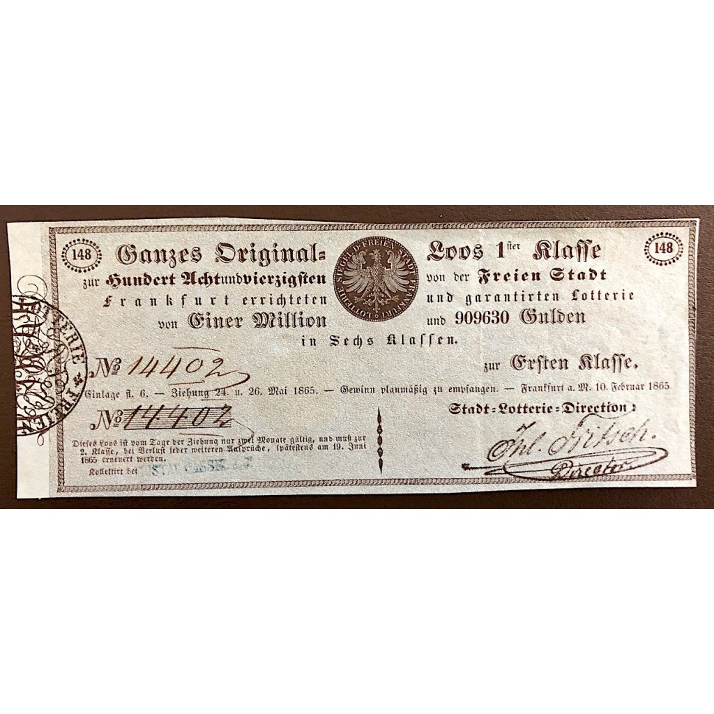 LOTTERIE SIEGEL DER FREIEN STADT FRANKFURT - SS...