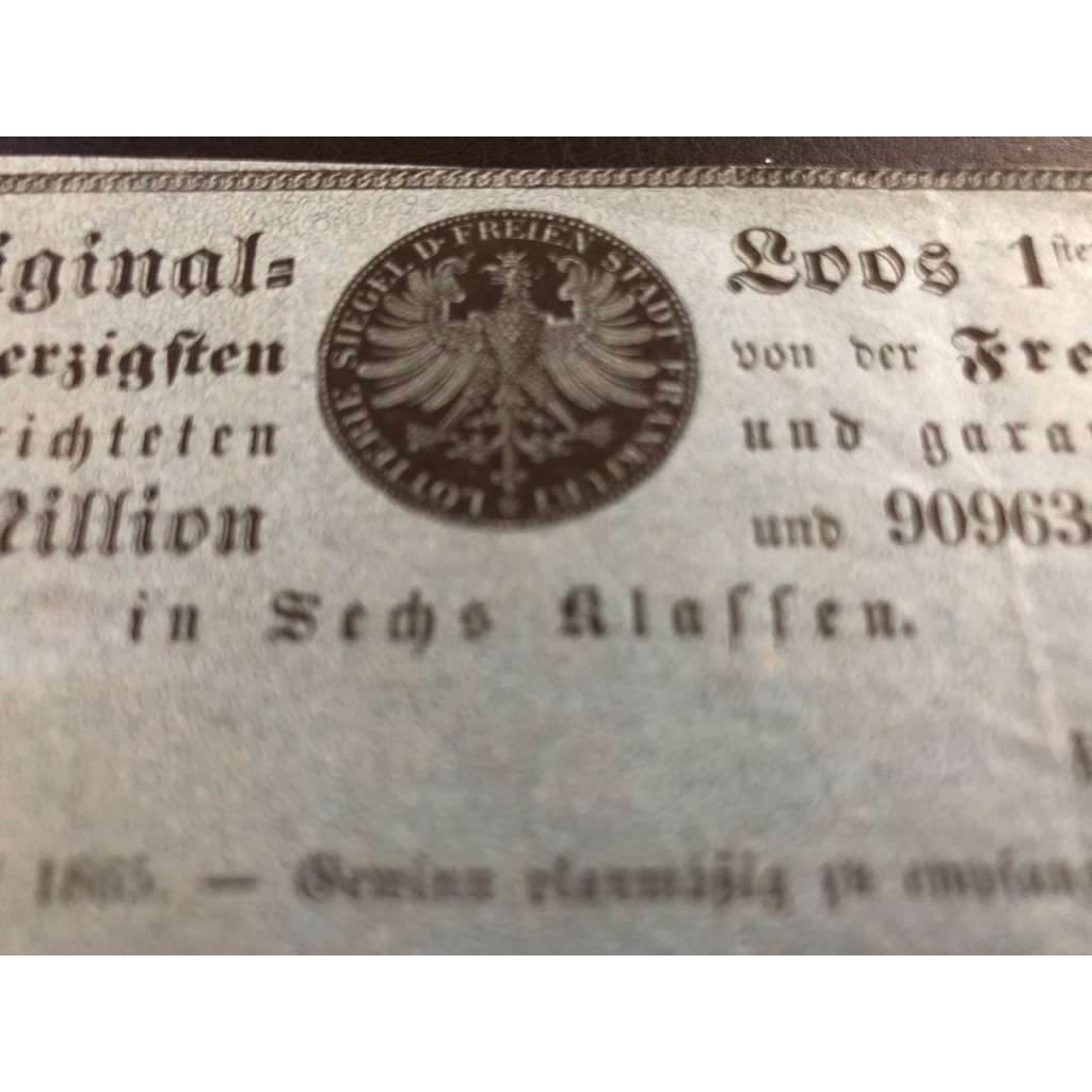 LOTTERIE SIEGEL DER FREIEN STADT FRANKFURT - SS...