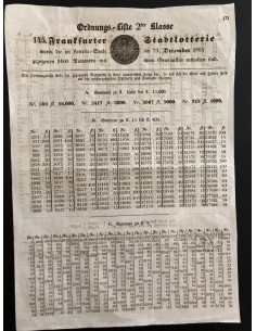 LOTTERIE SIEGEL DER FREIEN STADT FRANKFURT - ESTRATTO 1863