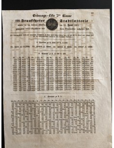 LOTTERIE SIEGEL DER FREIEN STADT FRANKFURT - ESTRATTO 1865