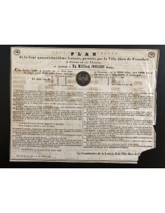 LOTTERIE SIEGEL DER FREIEN STADT FRANKFURT - PLAN 1865