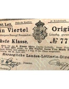 HERZOGLICHE LANDES LOTTERIE - 1877 2