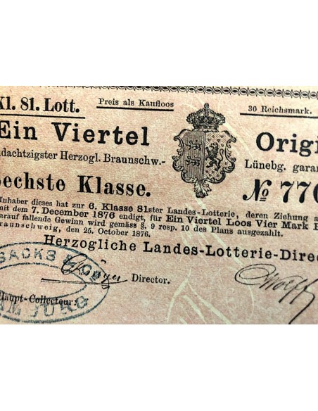 HERZOGLICHE LANDES LOTTERIE - 1876