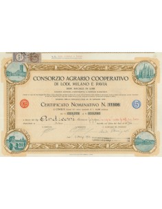 CONSORZIO AGRARIO COOPERATIVO DI LODI, MILANO E PAVIA 5 AZIONI LODI 1933