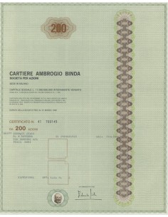 CARTIERE AMBROGIO BINDA - 200 AZIONI MILANO 1981