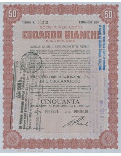 EDOARDO BIANCHI 50 OBBLIGAZIONI MILANO 1959