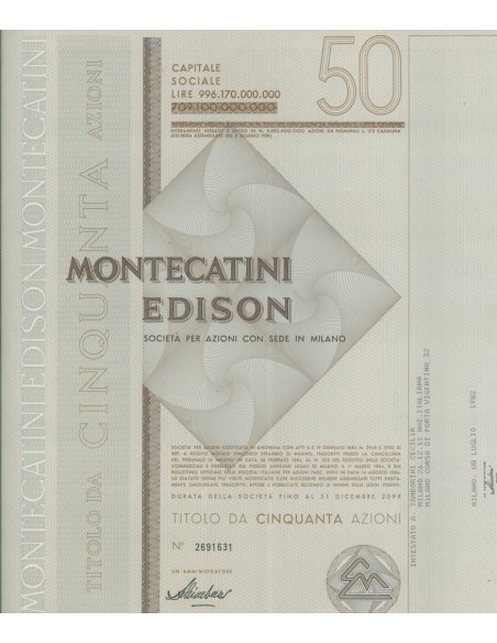 MONTECATINI EDISON - 50 AZIONI MILANO 1982