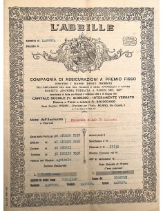 1931 - L'ABEILLE POLIZZA INCENDIO - MANTOVA