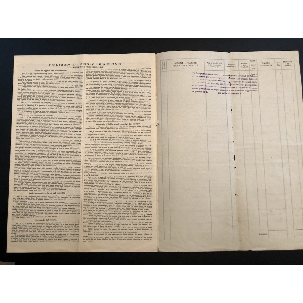 1931 - L'ABEILLE POLIZZA INCENDIO - MANTOVA