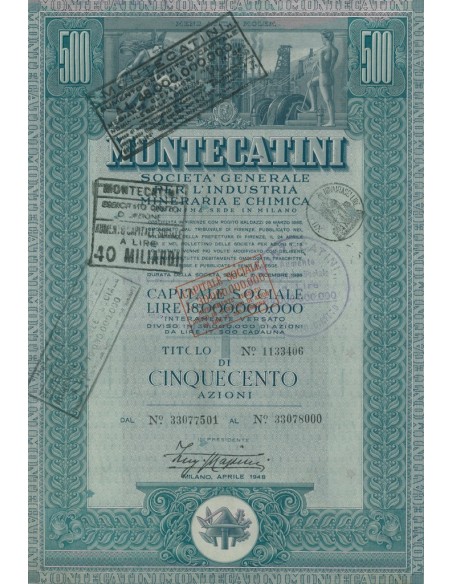 MONTECATINI - 500 AZIONI MILANO 1948