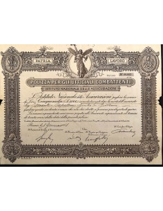 1918 POLIZZA PER GLI UFFICIALI COMBATTENTI ISTITUTO...