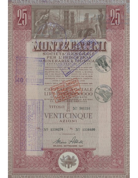 MONTECATINI - 25 AZIONI MILANO 1947