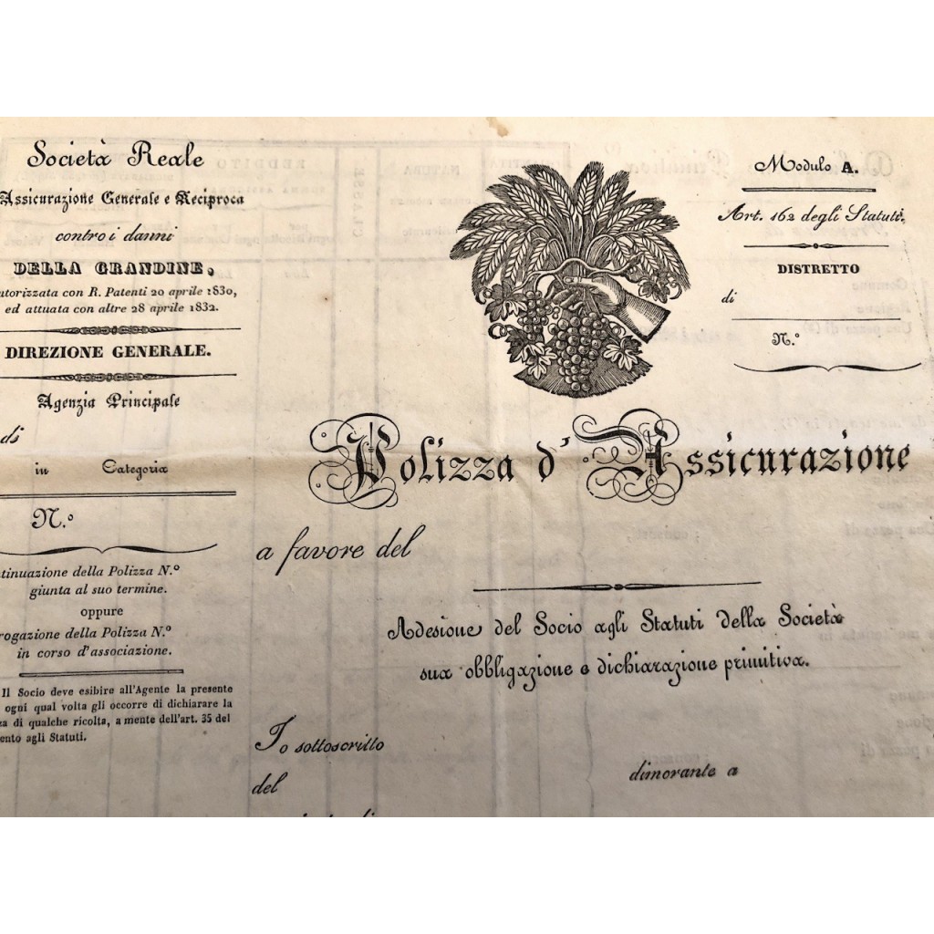 1830 - SOCIETA' REALE D'ASSICURAZIONE GENERALE...