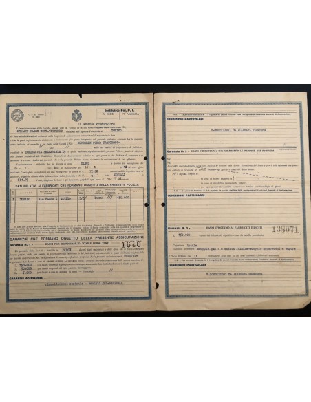1932 - SOCIETA' REALE D'ASSICURAZIONE GENERALE - POLIZZA FABBRICATI - TORINO