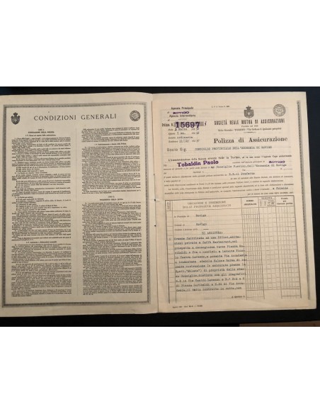 1932 - SOCIETA' REALE D'ASSICURAZIONE GENERALE - POLIZZA INCENDIO - ROVIGO