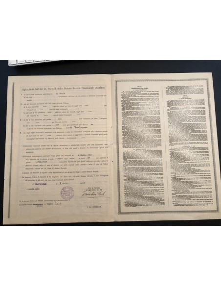 1932 - SOCIETA' REALE D'ASSICURAZIONE GENERALE - POLIZZA INCENDIO - ROVIGO