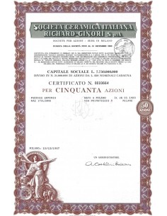 SOC. CERAMICA ITALIANA RICHARD-GINORI - 50 AZIONI MILANO 1967