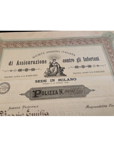 1902 - SOCIETA' ANONIMA ITALIANA DI ASSICURAZIONE CONTRO GLI INFORTUNI - REGGIO EMILIA