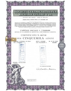 SOC. CERAMICA ITALIANA RICHARD-GINORI - 5000 AZIONI MILANO 1967