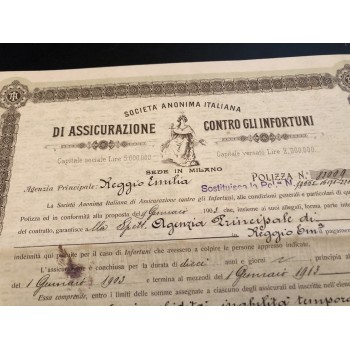 1903 - SOCIETA' ANONIMA ITALIANA DI ASSICURAZIONE CONTRO GLI INFORTUNI - REGGIO EMILIA